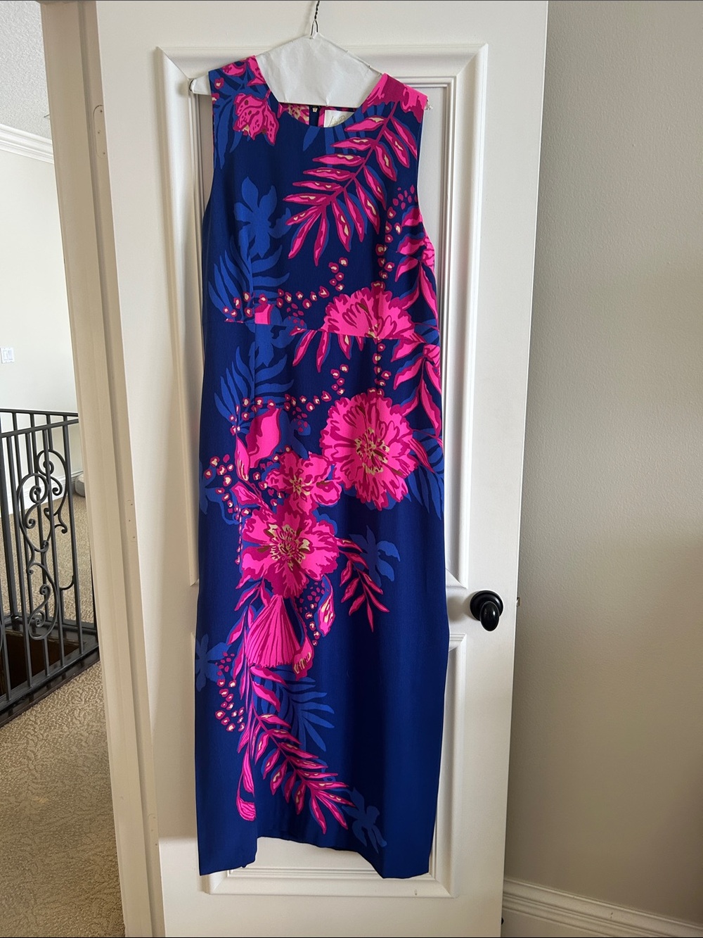 Lilly Pulitzer Navy Maxi Dress with Hot Pink Floral